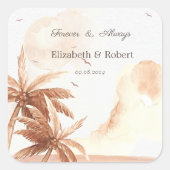 Rustikale tropische Palmen Quadratischer Aufkleber (Vorderseite)