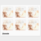 Rustikale tropische Palmen Quadratischer Aufkleber (Blatt)