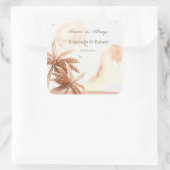 Rustikale tropische Palmen Quadratischer Aufkleber (Tasche)