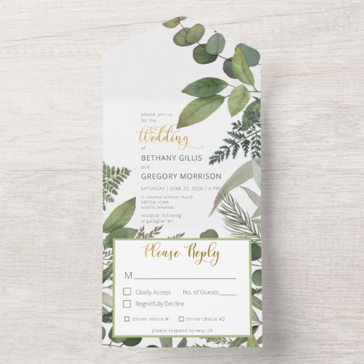 Rustikale tropische Vegetation & Eukalyptus Abende All In One Einladung (Innen Boden)