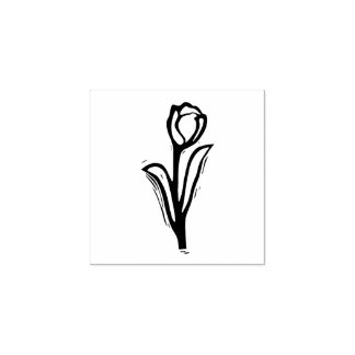 Rustikale Tulip Folk Art Blume Floral Linoschnitt Gummistempel