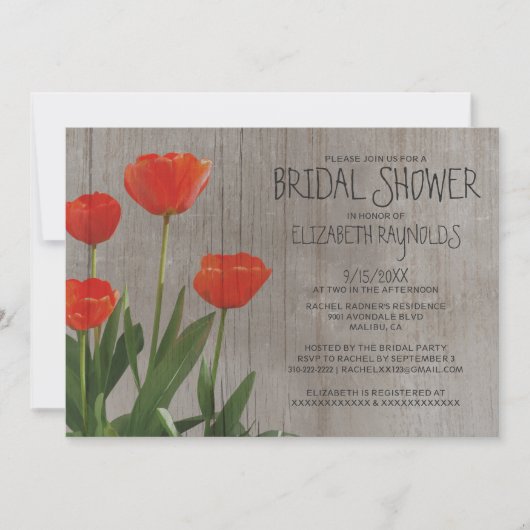 Rustikale Tulips Bridal Dusche Einladungen (Vorderseite)