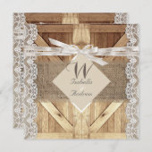 Rustikale Tür Hochzeit Beige weiße Lace Holding Bu Einladung (Vorne/Hinten)