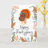 Rustikale Türkei & Foliage Happy Thanksgiving Card Karte (Gelbe Blume)