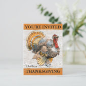 Rustikale Türkei Thanksgivingj Abendessen Einladungspostkarte (Stehend Vorderseite)