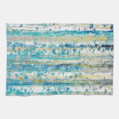 Rustikale türkisfarbene, graue und goldene Birkenb Geschirrtuch (Horizontal)