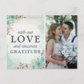 Rustikale türkisfarbene Hochzeit Vielen Dank Foto Postkarte (Vorderseite)