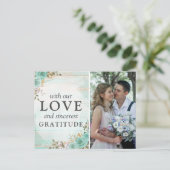 Rustikale türkisfarbene Hochzeit Vielen Dank Foto Postkarte (Stehend Vorderseite)