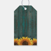 Rustikale türkisfarbene Sonnenblume Hochzeit Danke Geschenkanhänger (Rückseite)