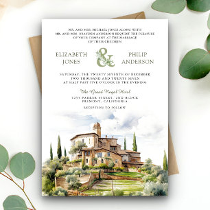 Rustikale Tuscany-Hochzeit mit Wasserfarben und QR Einladung