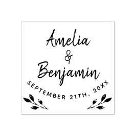 Rustikale Twigs Typografie Brauträubernamen Hochze Gummistempel