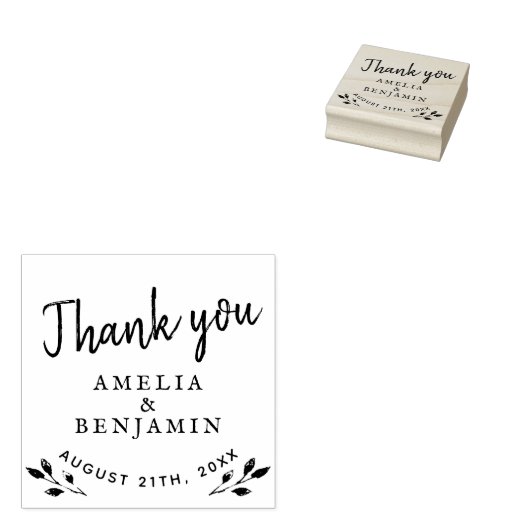 Rustikale Twigs Typografie Danke Hochzeit Gummistempel (Stempel)
