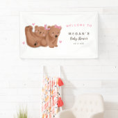 Rustikale Twin Girls Cub Bear Baby Dusche  Banner (Insitu)