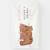 Rustikale Twin Girls Cub Bear Baby Dusche  Banner (Vertikal)