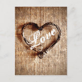 Rustikale Twine Heart Burlap Print LIEBE Postcard Postkarte (Vorderseite)