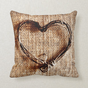 Rustikale Twine Heart Imitate Burlap Jute Country  Kissen