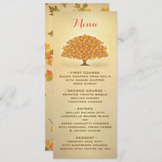 Rustikale Twinkle Lichter Autumn Tree menu Karte (Vorne/Hinten)