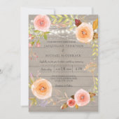 Rustikale Twinkle Lights Hochzeit Blumenreath Einladung (Vorderseite)