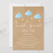 Rustikale Twinkle Sprinkle Baby Boy Sprinkle / Dus Einladung (Vorderseite)