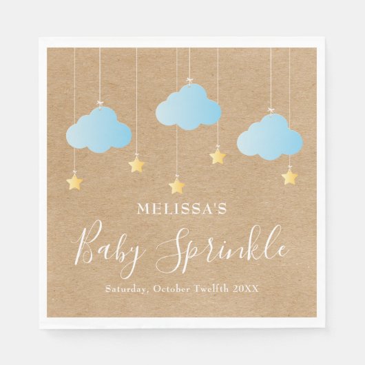 Rustikale Twinkle Sprinkle Baby Boy Sprinkle / Dus Serviette (Vorderseite)