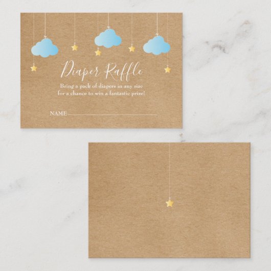 Rustikale Twinkle Twinkle Diaper Raffle Baby Dusch Begleitkarte (Vorne/Hinten)