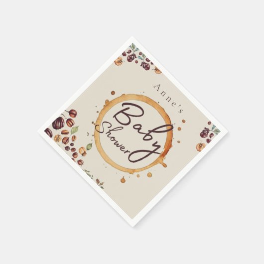 Rustikale Typhografie Kaffeebohnen Babydusche Serviette (Ecke)