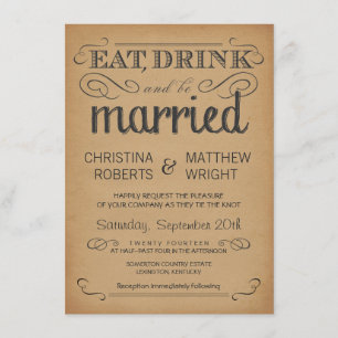 Rustikale Typografie-alte Einladung