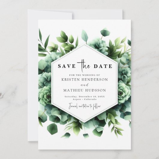 Rustikale Typografie Eukalyptus Digital Wedding Save The Date (Vorderseite)