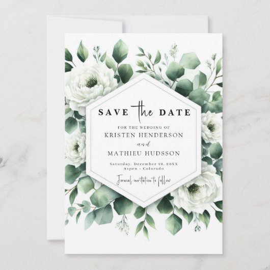 Rustikale Typografie Eukalyptus Digital Wedding Save The Date (Vorderseite)