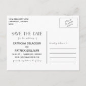 Rustikale Typografie Save the Date Postkarte | Gra (Rückseite)