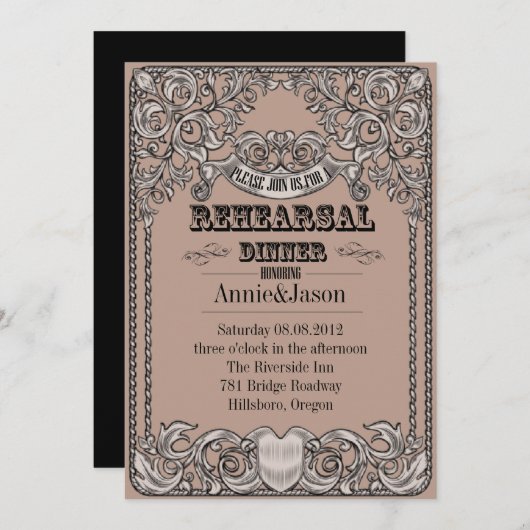 rustikale Typografie Western Hochzeit Einladung (Vorne/Hinten)