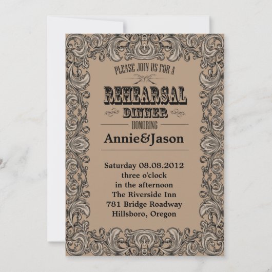 rustikale Typografie Western Hochzeit Einladung (Vorderseite)