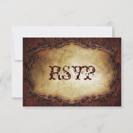 rustikale Typografie Western Land Hochzeit UAWG RSVP Karte (Vorderseite)