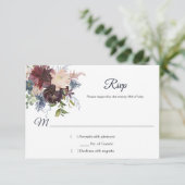 Rustikale UAWG der Marine Burgund Gold Aquarell RSVP Karte (Stehend Vorderseite)