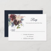 Rustikale UAWG der Marine Burgund Gold Aquarell RSVP Karte (Vorne/Hinten)