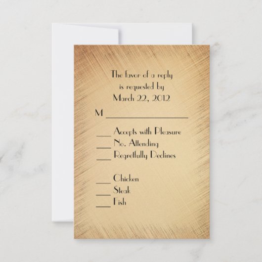 Rustikale UAWG mit Menüauswahl RSVP Karte (Vorderseite)