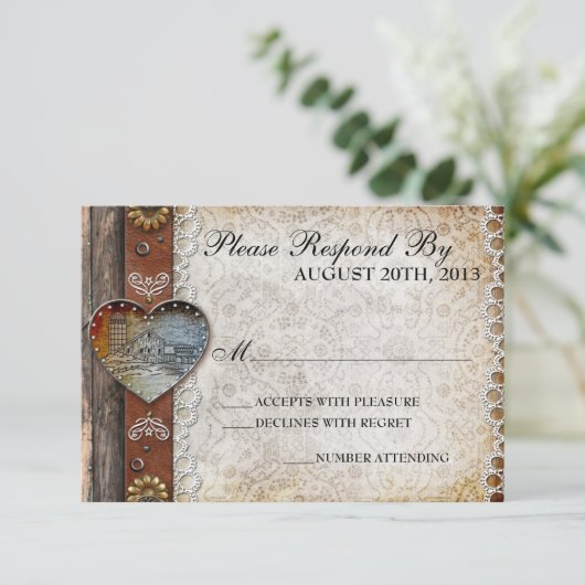 Rustikale UAWG RSVP Karte (Stehend Vorderseite)