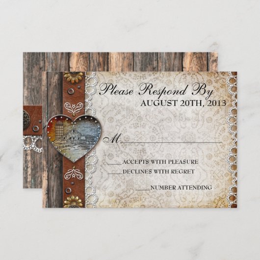 Rustikale UAWG RSVP Karte (Vorne/Hinten)