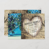 Rustikale UAWG Tropical Beach Hochzeit in Urlaubso RSVP Karte (Vorne/Hinten)