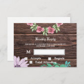 Rustikale UAWG- und Antwortkarte aus Holz und Blum RSVP Karte (Vorne/Hinten)