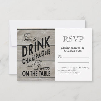Rustikale UAWG zum Trinken von Champagner RSVP Karte