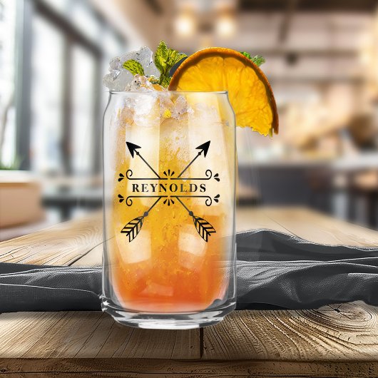 Rustikale überkreuzte Pfeile mit Name ID615 Dosenglas