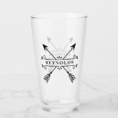 Rustikale überkreuzte Pfeile mit Name-ID615 Glas (Rückseite)