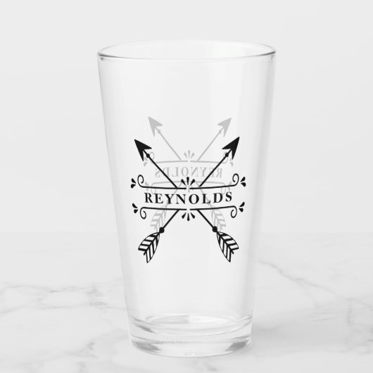 Rustikale überkreuzte Pfeile mit Name-ID615 Glas (Rückseite)