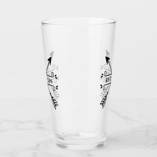 Rustikale überkreuzte Pfeile mit Name-ID615 Glas (Links)