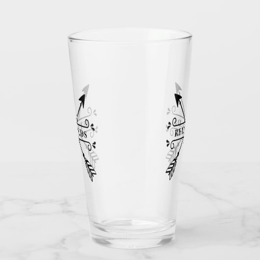 Rustikale überkreuzte Pfeile mit Name-ID615 Glas (Rechts)