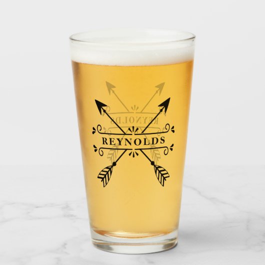 Rustikale überkreuzte Pfeile mit Name-ID615 Glas (Vorne (Gefüllt))