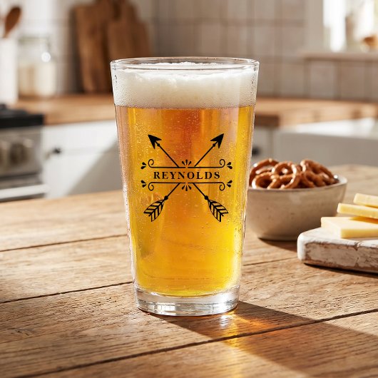 Rustikale überkreuzte Pfeile mit Name-ID615 Glas