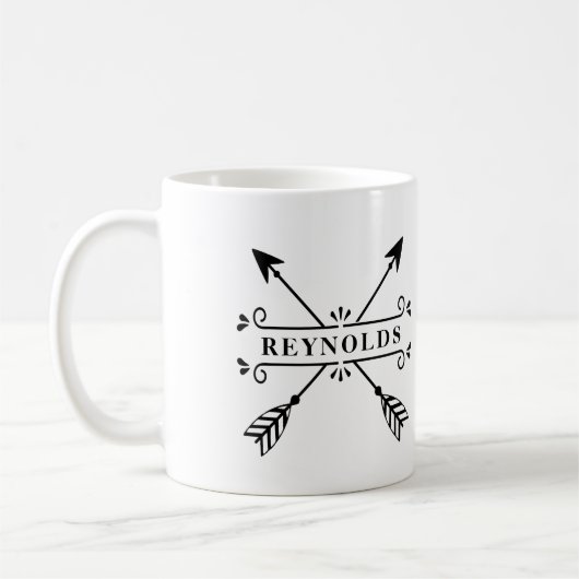 Rustikale überkreuzte Pfeile mit Name-ID615 Kaffeetasse (Links)