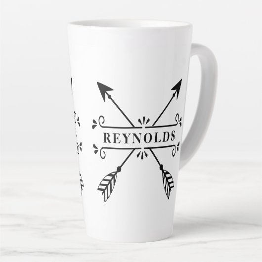 Rustikale überkreuzte Pfeile mit Name-ID615 Milchtasse (Rechte Ecke)